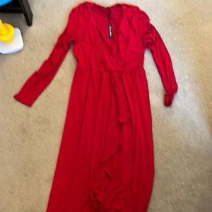 Red semi formal midi dress